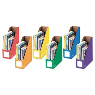 Bankers Box® Extra-Wide Cardboard Magazine File, Assorted Colors, 6/Pack
