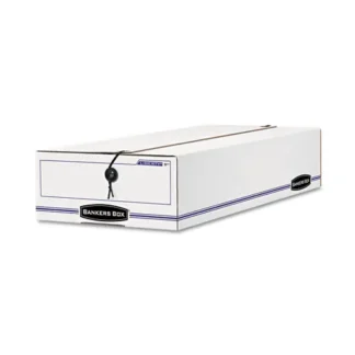 Bankers Box® LIBERTY Check and Form Boxes, 11" x 24" x 5", White/Blue, 12/Carton