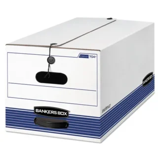 Bankers Box® STOR/FILE Medium-Duty Strength Storage Boxes, Letter Size, White/Blue, 12/Carton
