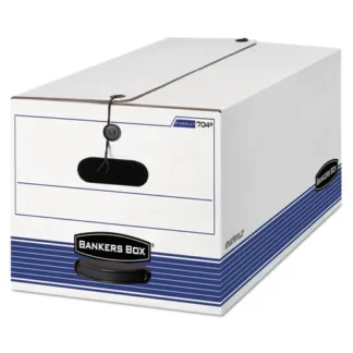 Bankers Box® STOR/FILE Medium-Duty Strength Storage Boxes, Letter, White/Blue, 4/Carton