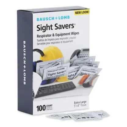 Bausch & Lomb Antibacterial Office Equipment Wet Wipes, Unscented, White, 100/Box
