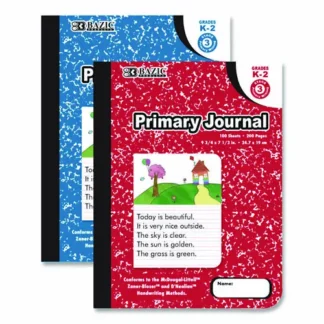 BAZIC® Products Illustrated Story Primary Journal, Stage 3 Manuscript Format, Black Marble Cover, 100 Sheets, 9.75" x 7.5"