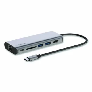 Belkin® Connect 6-in-1 USB-C Multiport Adapter Hub, 6-Port, Gray