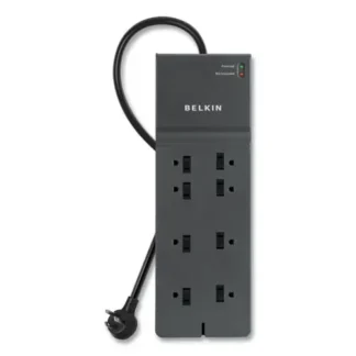 Belkin® Home/Office Surge Protector, 8 AC Outlets, 8 ft Cord, 2,500 J, Black