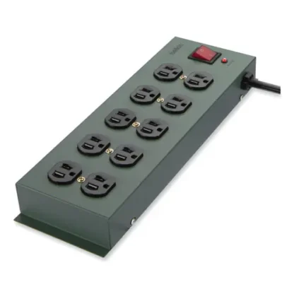 Belkin® Metal SurgeMaster Surge Protector, 10 AC Outlets, 15 ft Cord, 885 Joules, Dark Gray