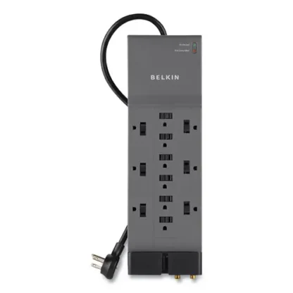 Belkin® Professional Series SurgeMaster Surge Protector, 12 AC Outlets, 8 ft Cord, 3,780 J, Dark Gray