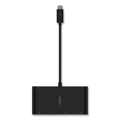Belkin® USB-C Multimedia + Charge Adapter, 4K HDMI/USB-A/USB-C/VGA, 4.9 ft, Black