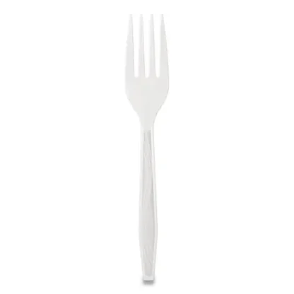 Berkley Square Elegant Dinnerware Heavyweight Cutlery, Fork, Plastic, White, 500/Box