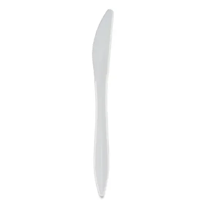 Berkley Square Individually Wrapped Mediumweight Cutlery, Knife, Plastic, White, 1,000/Carton