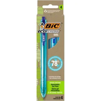 BIC® Ecolutions Gel Pen, Retractable, Medium 1 mm, Blue Ink, Blue Barrel, 4/Pack