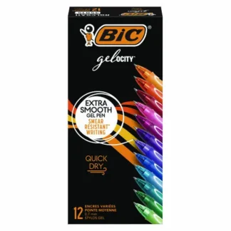BIC® Gel-ocity Quick Dry Gel Pen, Retractable, Fine 0.7 mm, Assorted Ink and Barrel Colors, Dozen
