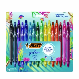 BIC® Gel-ocity Quick Dry Retractable Gel Pens, Medium Point (0.7 mm), Assorted Ink & Barrel Colors, 16 Pack
