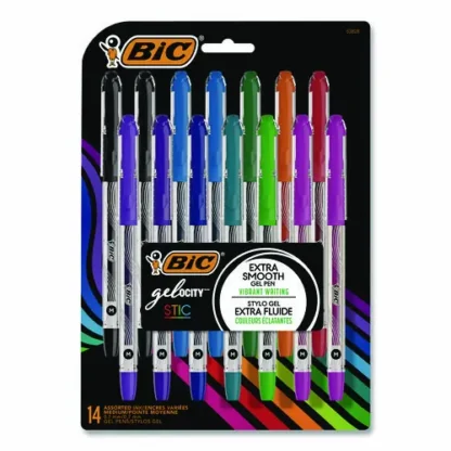 BIC® Gel-ocity STIC Gel Pen, Medium 0.7 mm, Assorted Colors, 14 Pack