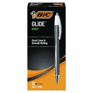 BIC® GLIDE Exact Ballpoint Pen, Retractable, Fine 0.7 mm, Black Ink, Black Barrel, Dozen