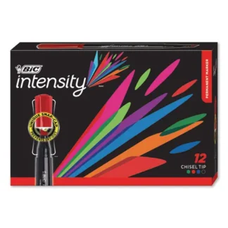 BIC® Intensity Chisel Tip Permanent Marker, Broad Chisel Tip, Assorted Colors, Dozen