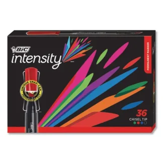 BIC® Intensity Chisel Tip Permanent Marker Value Pack, Broad Chisel Tip, Assorted Colors, 36/Pack