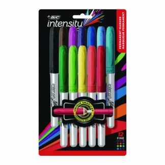 BIC® Intensity Fine Tip Permanent Marker, Fine Bullet Tip, Assorted Colors, Dozen