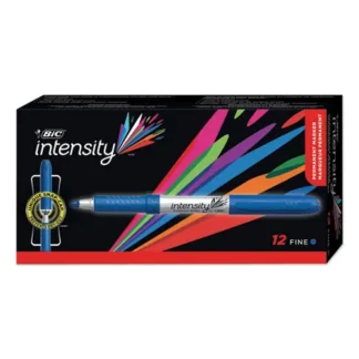 BIC® Intensity Fine Tip Permanent Marker, Fine Bullet Tip, Deep Sea Blue, Dozen
