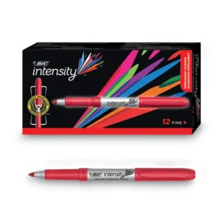 BIC® Intensity Fine Tip Permanent Marker, Rambunctious Red, Dozen