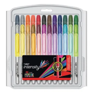 BIC® Intensity Fine Tip Permanent Marker Value Pack, Fine Bullet Tip, Assorted Colors, 36/Set