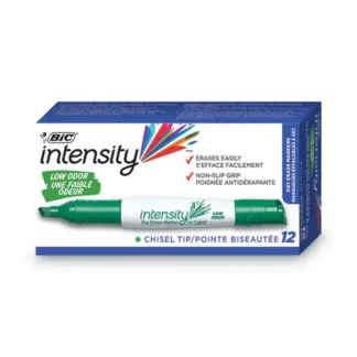 BIC® Intensity Low Odor Chisel Tip Dry Erase Marker, Broad Chisel Tip, Green, Dozen