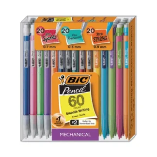 BIC® Mechanical Pencil Variety Pack, Assorted Graphite Diameters, HB (#2), Black Lead, Assorted Barrel Colors, 60/Pack