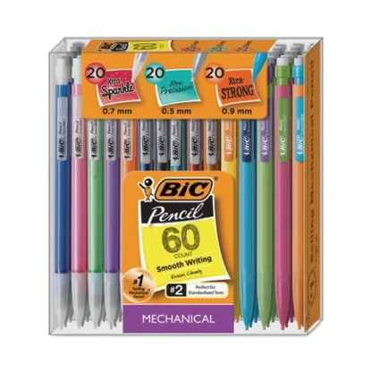 BIC® Mechanical Pencil Variety Pack, Assorted Graphite Diameters, HB (#2), Black Lead, Assorted Barrel Colors, 60/Pack