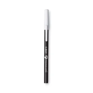 BIC® PrevaGuard Round Stic Ballpoint Pen, Medium 1 mm, Black Ink, Black Barrel, 8/Pack