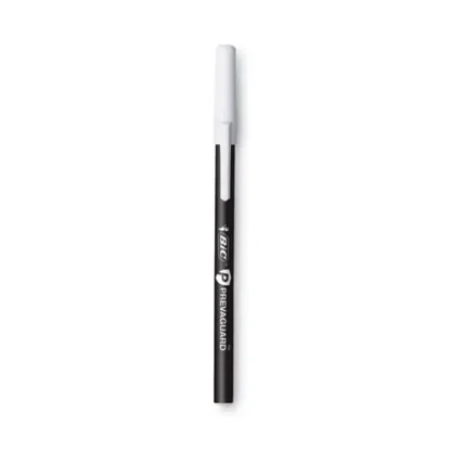 BIC® PrevaGuard Round Stic Ballpoint Pen, Medium 1 mm, Black Ink, Black Barrel, 8/Pack