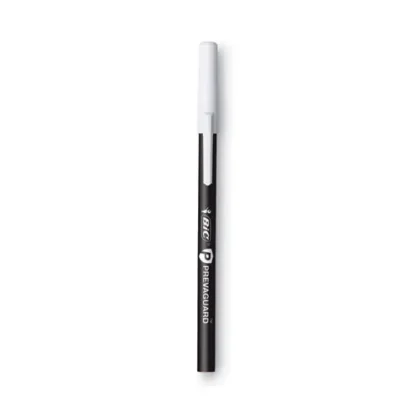 BIC® PrevaGuard Round Stic Ballpoint Pen, Medium, 1 mm, Black Ink, Black Barrel, Dozen