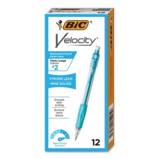 BIC® Velocity Original Mechanical Pencil, 0.9 mm, HB (#2), Black Lead, Turquoise Barrel, Dozen