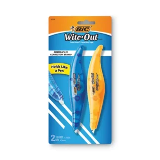 BIC® Wite-Out Brand Exact Liner Correction Tape, Non-Refillable, Blue/Orange Applicators, 2/Pack