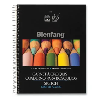 Bienfang® Take Me Along Sketch Book, Black/Silver Cover, 100 Sheets, 11 x 8.5 inches