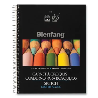 Bienfang® Take Me Along Sketch Book, Black/Silver Cover, 100 Sheets, 11 x 8.5 inches