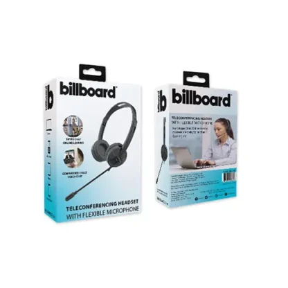 billboard® Telecom Headset Binaural Over The Head Headset, Black