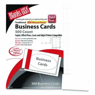 Blanks/USA® Printable Microperforated Business Cards, White, 2" x 3.5", 2,500 Cards, 10 per Sheet, 250 Sheets per Pack