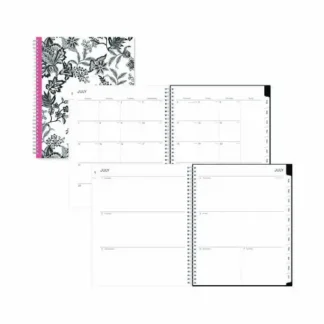 Blue Sky® Analeis Create-Your-Own Cover Weekly/Monthly Planner, Floral, 11 x 8.5, White/Black/Coral, 12-Month (July to June), Academic Year 2024-2025