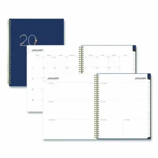 Blue Sky® Ashlyn Weekly/Monthly Planner, Floral Artwork, 11 x 8.5, Navy/Multicolor Cover, 12-Month (Jan to Dec): 2025