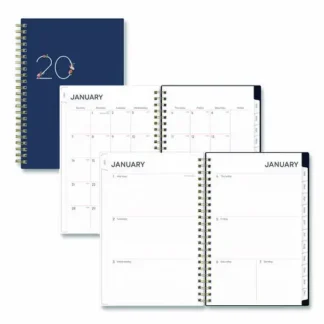 Blue Sky® Ashlyn Weekly/Monthly Planner, Floral Artwork, 8 x 5, Navy/Multicolor Cover, 12-Month (Jan to Dec): 2025