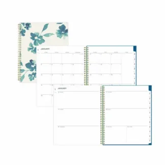 Blue Sky® Bakah Blue Weekly/Monthly Planner, Floral Artwork, 11 x 8.5, Blue/White Cover, 12-Month (Jan to Dec): 2025