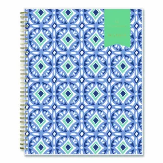 Blue Sky® Day Designer Tile Weekly/Monthly Planner, Geometric Artwork, 11" x 8.5", Blue/White Cover, 12-Month, January to December 2025