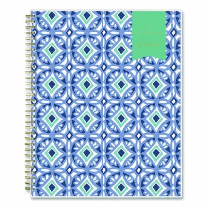 Blue Sky® Day Designer Tile Weekly/Monthly Planner, Geometric Artwork, 11" x 8.5", Blue/White Cover, 12-Month, January to December 2025