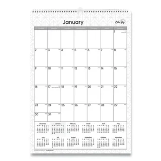 Blue Sky® Enterprise Wall Calendar, Geometric Artwork, 12 x 17, White/Gray Sheets, 12-Month (Jan to Dec): 2025