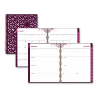 Blue Sky® Gili Weekly/Monthly Planner, Jewel Tone Artwork, 11 x 8.5, Plum Cover, 12-Month (Jan to Dec): 2025