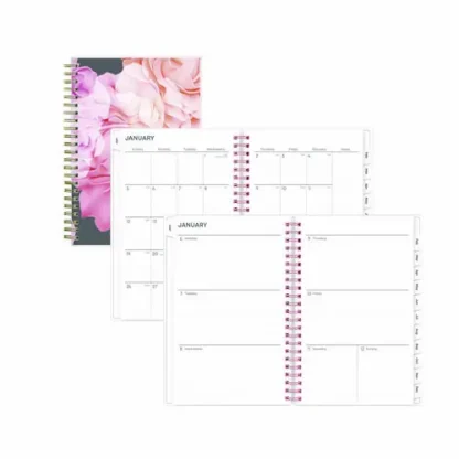 Blue Sky® Joselyn Weekly/Monthly Planner, Floral Artwork, 12-Month (Jan to Dec), 8 x 5, Pink/Peach/Black Cover, 2025
