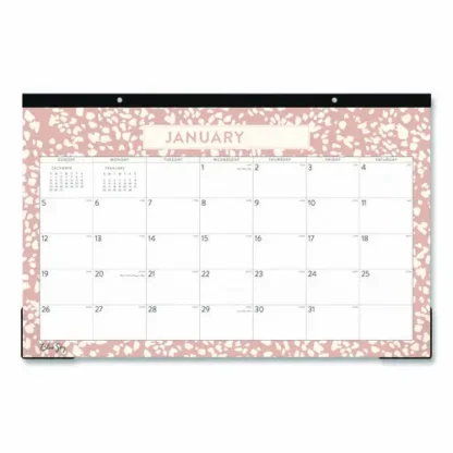Blue Sky® Natalya Desk Pad Calendar, Abstract Artwork Theme, 17 x 11, White/Peach Sheets, Black Headband, 12-Month (Jan-Dec) 2025