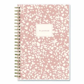 Blue Sky® Natalya Weekly/Monthly Planner, Abstract Artwork, 8 x 5, Peach-Pink/White Cover, 12-Month (Jan to Dec), 2025