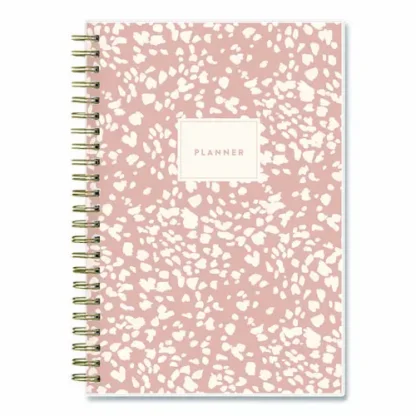 Blue Sky® Natalya Weekly/Monthly Planner, Abstract Artwork, 8 x 5, Peach-Pink/White Cover, 12-Month (Jan to Dec), 2025