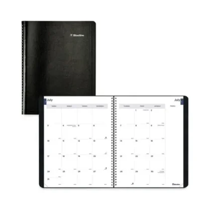 Blueline® Academic Monthly Planner, 11 x 8.5, Black Cover, 14-Month (July to August), 2024-2025