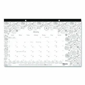 Blueline® Monthly Desk Pad Calendar with Coloring Pages